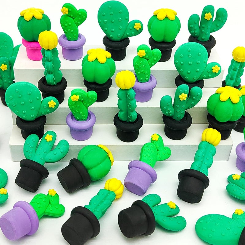 Satomoto 30 pcs Plant Erasers for Kids Classroom Prizes，Puzzle Eraser 3D Take Apart Cactus Pencil Erasers for Kids Classroom Prizes, Class Treasure Box,Game Rewards,Party Favors - Image 1